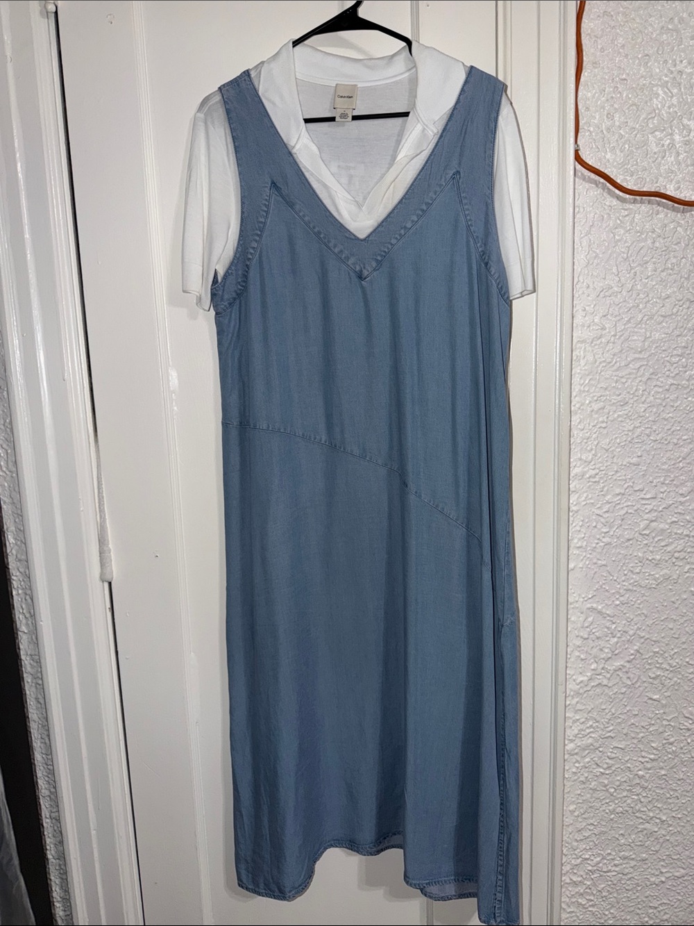 Calvin Klein Light Blue V-Neck Slip Dress